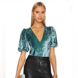 Free People Elegant Teal Velvet Women's bodysuit